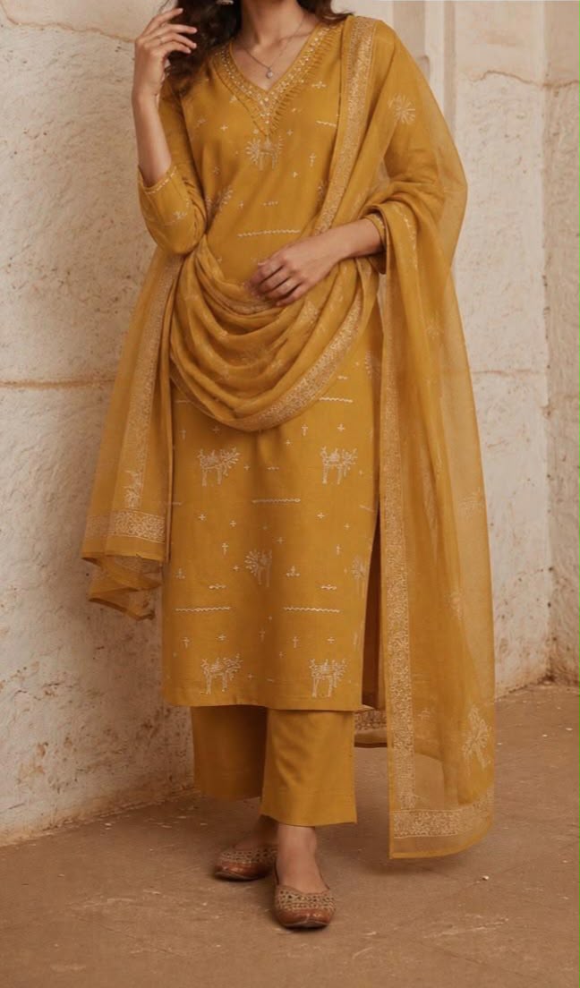 Golden Meadow Cotton Suit set