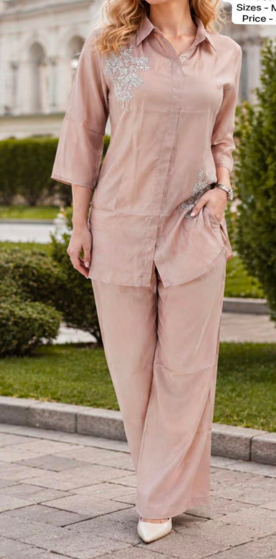 Pink Pearl Mul Chanderi co-ord set Main image